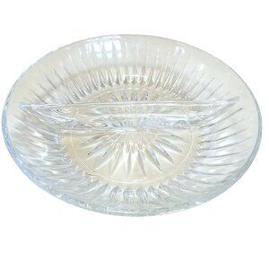 Princess House Highlights Split Serving Bowl 8" cut glass serving dish